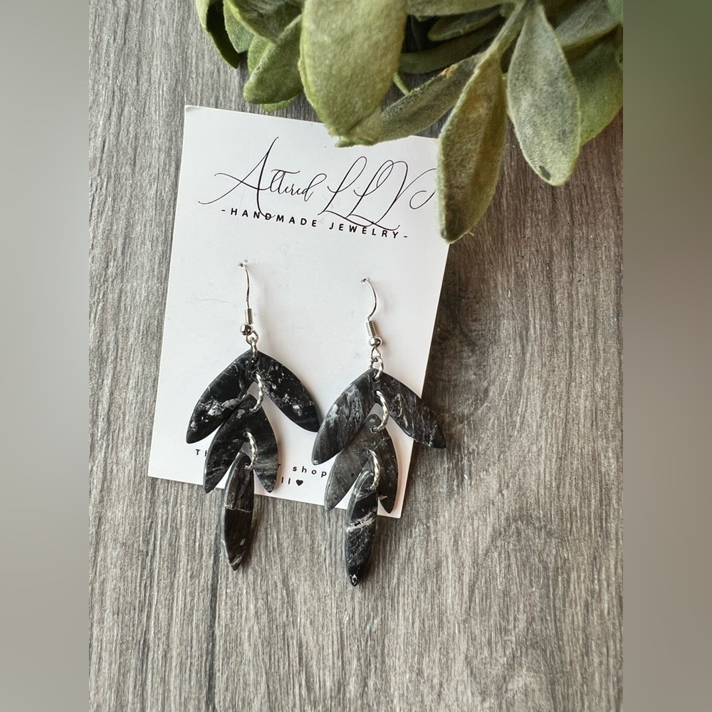 2/$30 Black and Silver Cascade Earrings
